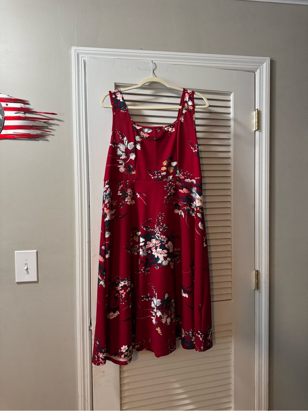 SHEIN Burgundy Floral Midi Dress